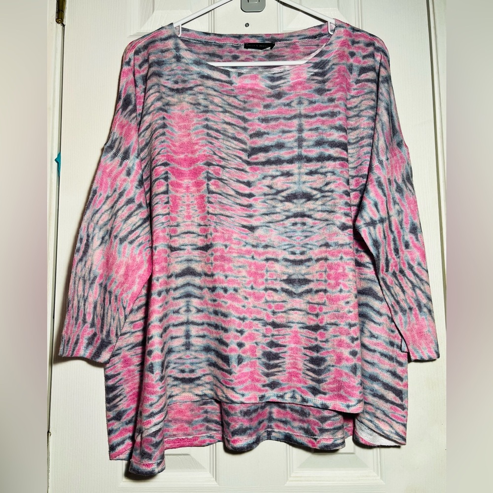 Nally & Millie Top /Tunic Knit Women’s 3/4 Sleeve Boat Neck OS
